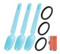 3pcs Silicone Spoon Forks and 3pcs Replacement Seal Rings, For Thermos Replacement Parts Compatible with Stanley Heritage 14oz Insulated Food Jars, Dishwasher Safe