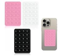 3pcs Silicone Suction Phone Holder,Multipurpose Sticky Grip Mount,Portable Suction Phone Pad, Mobilephone Case Sticky Grips for Wall,Car Dashboard,Mirror,Shower,for All Smartphones(White Black Pink)