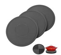 3PCS Silicone Trivets for Hot Pans, 16cm Round Silicone Heat Resistant Mat, Multipurpose & Non-slip Heatproof Mats for Kitchen Countertops & Tables, Dark Grey