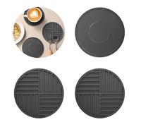3PCS Silicone Trivets for Hot Pans, 16cm Round Silicone Heat Resistant Mat, Multipurpose & Non-slip Heatproof Mats for Kitchen Countertops & Tables, Dark Grey