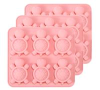 3pcs Silicone Turtle Cake Molds, Lovely Turtle Resin Moulds for Cake Gummy Jello 6-Cavity Design Animal Theme Cupcakes Decoration Baking Accessory for DIY Candy Chocolate Fondant (Pink)