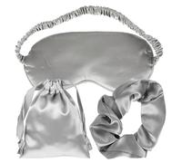 3pcs Silk Sleeping Eye Mask Set with Hair Ties and Drawstring Pouch | Home and Travel Use, Elastic Bands, for Insomnia and Dry Eyes