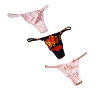3pcs Silk Thong Women's Mulberry Silk Briefs High Stretch Sexy G-Strings Bikini (I,XXL)