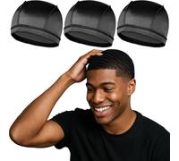 3PCS Silky Wave Caps for Men Waves, Good Compression Caps Over Durags for Wavers, Blakc-Black-Black, One Size
