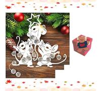 3Pcs Silver Card Making Dies, Animal, Mouse, Metal Love Dies, Mouse Bow Dies, Templates for DIY Scrapbooking, Photo Album Embossing Paper Card Making Dies, Die-Cutting, Scrapbooking