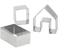 3Pcs Silver Christmas Cookie Cutter Set Gingerbread Cutter Bake Your Own Small Gingerbread House Kit Small Biscuit Christmas House Baking Mould，Bakeware