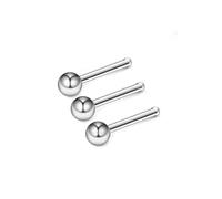 3pcs Silver Nose Stud Basic Plain Ball Stainless Steel Ball End Pin Bar Nostril Piercing (3MM)