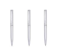 3Pcs Silver Small Ballpoint Pen, Silver Slim Plastic Retractable Ballpoint Pens, Smooth Writing Rollerball Pens for Pocket Notebook Office, Small Personalized Pens for Pockets Business