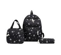 3Pcs Simple Backpack Set with Handbag & Pencil Case Laptop Backpack (Black)