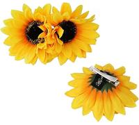 3Pcs Simulation Yellow Floral Fall Sunflower Hair Clips Hairpin Hair Clamp Barrettes Headwear Hair Styling Accessories for Party Beach Vacation Wedding Bridal Women Girls
