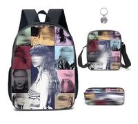 3Pcs Singer Music Lover Backpack with Keychain,16.5in School The Amazing Bag Laptop Bag Casual Daypack Travel Backpacks. (B)