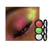 3PCS Single Eyeshadow Set, Red & Green & White Shimmering Pressed Powder, Highly Pigmented Metallic Eye shadow Long-lasting Waterproof Shadows With Mirror and Brush, Christmas Eye Make up Set for Part