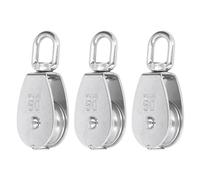 3Pcs Single Pulley Block Set, M50, U Shaped, 360° Rotation, Bearing Capacity 400KG, 304 Stainless Steel Pulley Roller, for Lifting Boat Deck