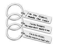 3Pcs Sister & Brother Matching Keyring Set - Family Gifts for Sister, Brother - Christmas & Birthday