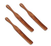 3pcs Skinny Spurtle for Sourdough Starter Mixing Reaching Bottom of Jar Dough Whisk Bread Stirring Spurtles Teak Utensils Tools Flat Stirring Stick Wood Kitchen Utensils for Starte Baking Cooking Gift