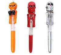 3Pcs Skull Ghost Head Ballpoint Pens Cartoon Pumpkin Ink Pen Halloween Creative Boxing Pen Mixed Style Funky Stationery Present