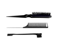 3Pcs Slick Back Hair Brush Set With 1 Pcs Edge Brush 1 Pcs Bristle Hair Brush 1 Pcs Tail Comb Teasing Brush Set Slick Back Hair Brush For Thick Hair