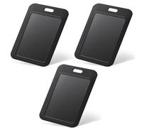 3Pcs Sliding ID Badge Holder, Vertical Plastic Card Case Protector, Protector Pouch with Clear Window for Office, School, Proximity Key Cards&Credit Cards& Passe (Black)