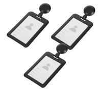 3pcs Sliding Plastic Badge Holder Black with Clip for Id Cards | Vertical Card Case, Sliding Back Cover, Portable Design, for Work and Factory Use, Membership and Metro Cards