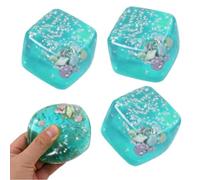 3Pcs Slow Rise Squishiy Cube,Nice Cube Stress Balls, Ice Cu-bes Fidget To-ys with Blue Ocean Shells Inside, Square Shape Sensory Fidget,Sensory Stress Relief To-ys for Adults Teenage Classroom Prizes