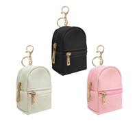 3Pcs Small Backpack Keychain Cosmetic Storage Bag for Women Lipsticks Holder Travel Makeup Organizers Elegant Color PU Leather Lipsticks Holder