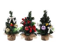 3Pcs Small Christmas Trees Artificial Frost Trees Xmas Tree Stand Mini Christmas Tree with Base Tabletop Trees Christmas Desk Tree Crafts Pine Tree for Desk Table Tops Christmas Decorations