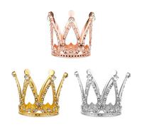 3pcs Small Crown Cake Topper, Cute Crowns Cake Toppers Royal Cake Toppers Mini Crowns Cake Decor Silver Pink Gold Crown Decorations for Bouquets Princess Party Wedding Birthday