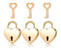 3Pcs Small Heart Padlock, Heart Shaped Locks with Key, Personalized Love Padlock for Diary Book Jewelry Box Storage Box Locker Decor Luggage, Birthday Gift for Women Girls