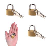 3Pcs Small Padlocks with Keys, 20mm Solid Brass Padlocks, for Mini Luggage, Tool Box, Jewellery Box and Cupboard