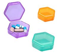 3PCS Small Pill Organiser,Small Pill Box,Daily Pillbox Portable,BPA Free Pill Case to Hold Vitamins,Moistureproof Daily Pill Box Organiser for Travel Pill Case,Supplements and Medication(3 Color)