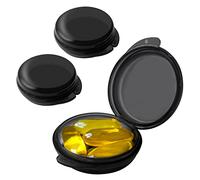 3PCS Small Pocket Daily Pill Box Organizer - Portable Travel Wallet with Individual Compartments - Compact, Convenient and Easy-to-Use Mini Pill Container for On-The-Go Medication Management (Black)