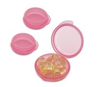 3PCS Small Pocket Daily Pill Box Organizer - Portable Travel Wallet with Individual Compartments - Compact, Convenient and Easy-to-Use Mini Pill Container for On-The-Go Medication Management (Pink)