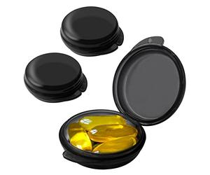 3PCS Small Pocket Daily Pill Box Organizer - Portable Travel Wallet with Individual Compartments - Compact, Convenient and Easy-to-Use Mini Pill Container for On-The-Go Medication Management (Black)