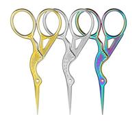 3PCS Small Sewing Scissors 9.5cm Sharp Crochet Scissor Stainless Steel Stork Shaped Scissors Shears Comfortable Grip for Embroidery, Fabric, Thread, Knitting, Sewing, Arts & Craft(Colorful)
