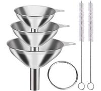 3pcs Small Stainless Steel Funnel Set, Durable Funnels for Kitchen and Cooking, Funnels for Filling Bottles or Containers, Easy to Clean (Silver)