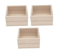 3Pcs Small Wooden Crate 1.57x1.38x0.87", 1:12 Scale Mini Wooden Crates, Natrual Crate Dollhouse Miniatures, Food Basket Dollhouse Decoration Accessories, Craft