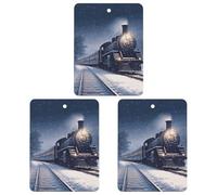 3PCS Snow Night Railway Train Car Air Freshener Hanging Scented Cards Cute lavender Car Fresheners Long Lasting New Cars Scents for Women Men Natural Air Freshener with Lanyard Automotive Freshies