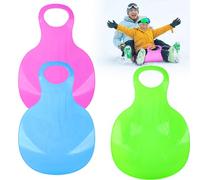 3pcs Snow Sled Board Plastic Snow Sledge with Handle Heavy Duty Ski Board Outdoor Winter Toys Skiing Boards Snowboard for Children Play on Ice Snow Grass and Sand (Mix 2)