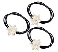3pcs Snowflake Hair Tie Rhinestones Elastic Ponytail Holder for Women | White Fashion Accessory, Gentle Hold for Everyday Styling, Secure Fit Festive Look