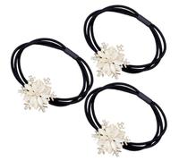 3pcs Snowflake Rhinestone Elastic Ponytail Holders for Women | White Fashionable Hair Accessory, Secure Gentle Hold, Elastic Design, for Women and Festive Styling