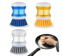 3PCS Soap Dispensing Palm Brush, 2 in 1 Multifunctional Washing up Brush with Liquid Dispenser for Dishes Pot Pan Sink Cleaning