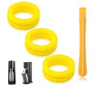 3Pcs Soda Cylinder Gaskets Rings, Exchange Carbonator Gaskets, Silicone Soda Machine Seal Rings, CO2 Bottle Sealing Ring with Pry Tool, CO2 Quick Converter Gaskets for Soda Water Machine