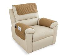 3Pcs Sofa Armrest Cover, Waterproof and Nonslip Armchair Covers for Arms Headrest, Sofa Slipcover with Side Pocket Abrasion Furniture Protector, Quilted Protector for Pets Leather Couch (Light brown)