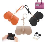 3Pcs Soft Leather Sunglasses Bag Flat Slim Portable Eyeglass Cases for Handbag Fashion Sun Glasses Holder Pouch Skinny Travel Spectacles Protective Cover with Lanyard for Women Men