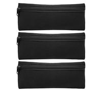 3Pcs Soft Pen Bag Large Capacity Portable Zipper Pencil Case for School Supplies, Neoprene Material, 5 X 10 X 20cm (Black)