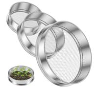 3Pcs Soil Sieve Stainless Steel Garden Sieve Stackable Soil Sifter Set Reusable Garden Soil Sifters Practical Garden Sifter Set Portable Compost Sifter Compact Rock Sifter for Gardening