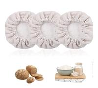 3PCS Sourdough Bread Starter Jar Cloth Covers, Reusable Yeast Bread Baking Elastics Bowl Covers, Cotton Breathable Proofing Organic Fermentation Fabric Cover Lids Fit 3-4Inches Diameter Fermenters