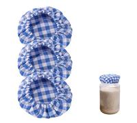 3pcs Sourdough Jar Cover, 4.33x4.33x0.2 Inch Reusable Cotton Cloth Jar Covers Unbleached Kombucha Jar Covers Bread Fermentation Cover Sourdough Bowl Covers (Blue)