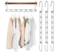 3pcs Space Saving Hangers, Carbon Steel Collapsible Magic Hangers with 6 Holes Smart Hooks Cascading Folding Hanging Closet Organizers and Storage for Coat Clothes for College Dorm Room Wardrobe