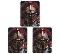 3PCS Spartan Helmet Car Air Freshener Hanging Scented Cards Cute Black Car Fresheners Long Lasting New Cars Scents for Women Men Natural Air Freshener with Lanyard Automotive Freshies